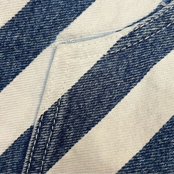 Abercrombie & Fitch Striped Denim Mini Skirt High Waist Raw Hem 24 - Picture 3 of 6